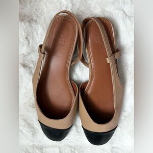 ASOS DESIGN Slingback Flats – Beige/Black Cap Toe